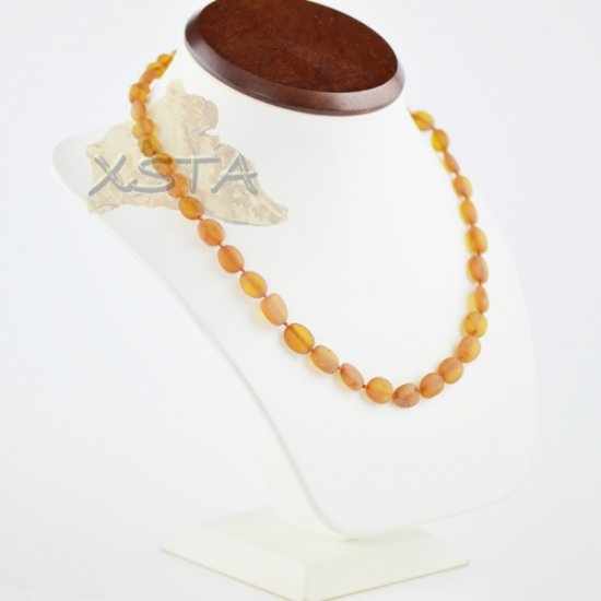 Cognac Amber necklace flat olive raw